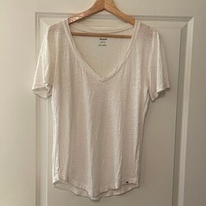 Roots Women's Cream Short Sleeve V-Neck Tee